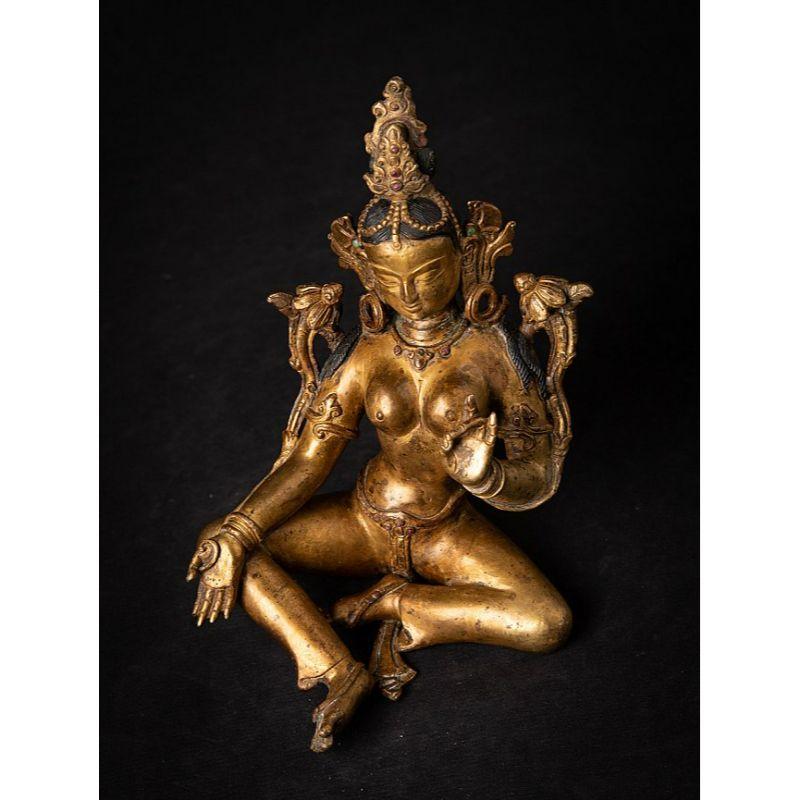 Old Bronze Nepali Green Tara from Nepal 8