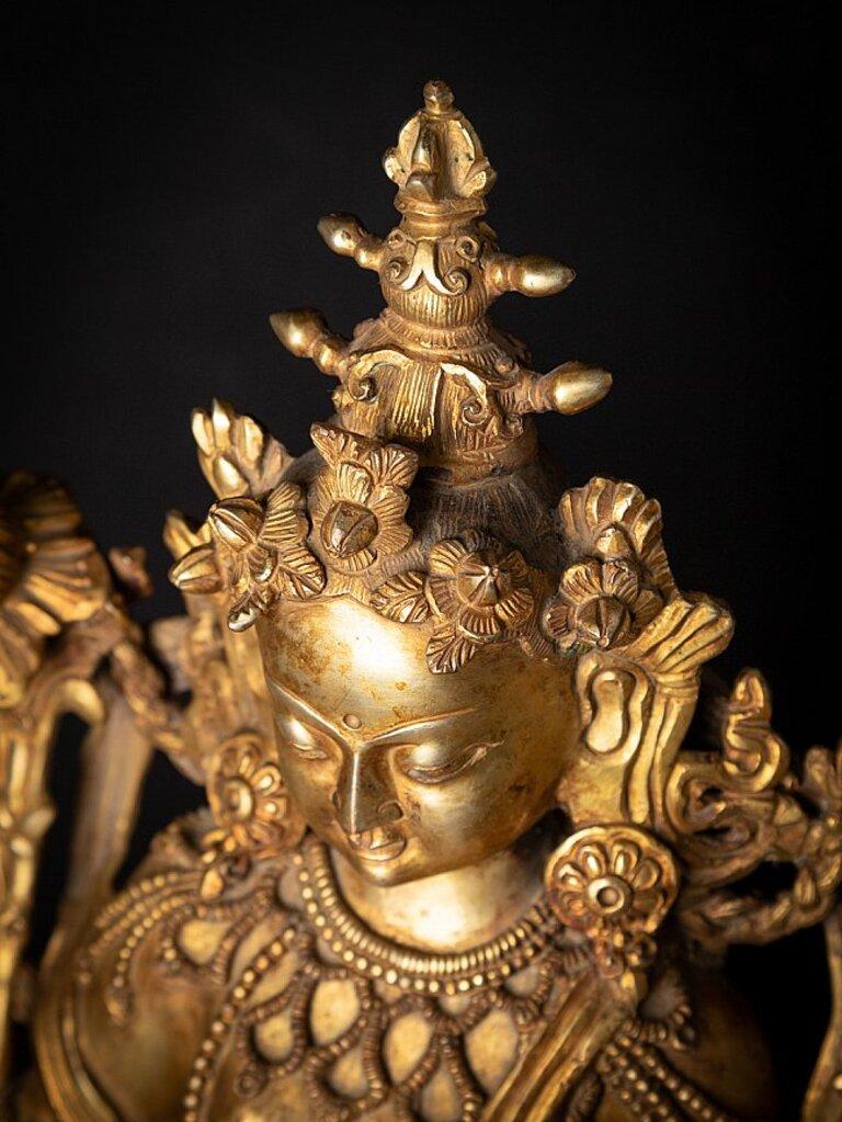 Nepalesisches grünes Tara aus Bronze im Angebot 10