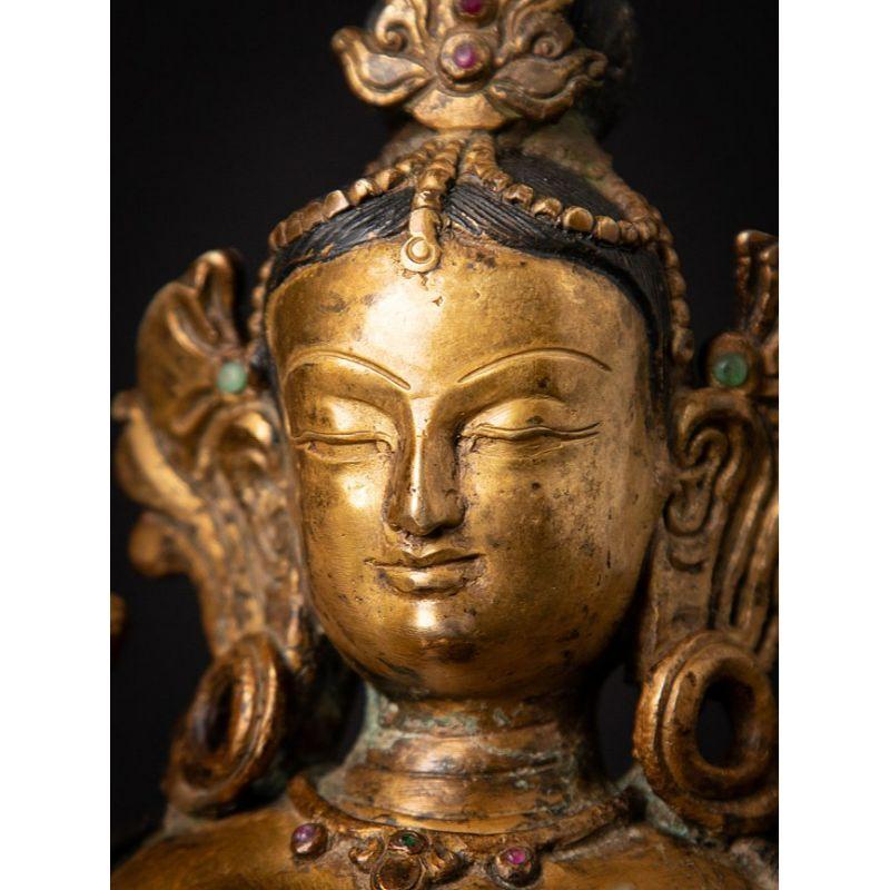 Old Bronze Nepali Green Tara from Nepal 10