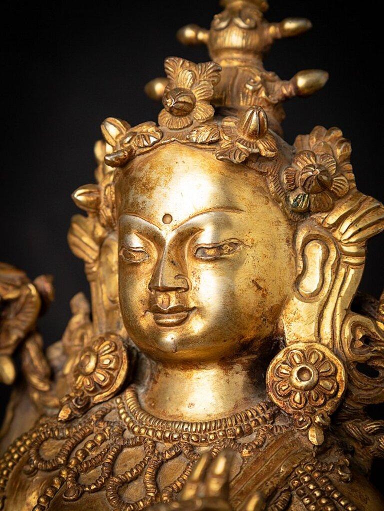 Nepalesisches grünes Tara aus Bronze im Angebot 11