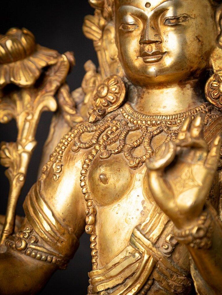 Nepalesisches grünes Tara aus Bronze im Angebot 13