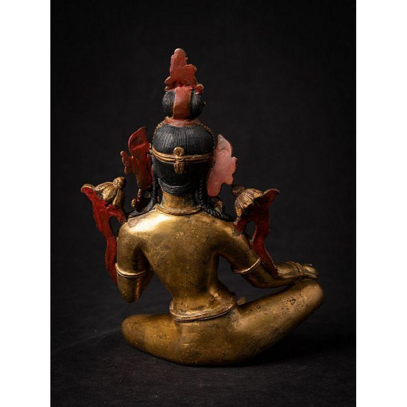 Old Bronze Nepali Green Tara from Nepal In Good Condition In DEVENTER, NL
