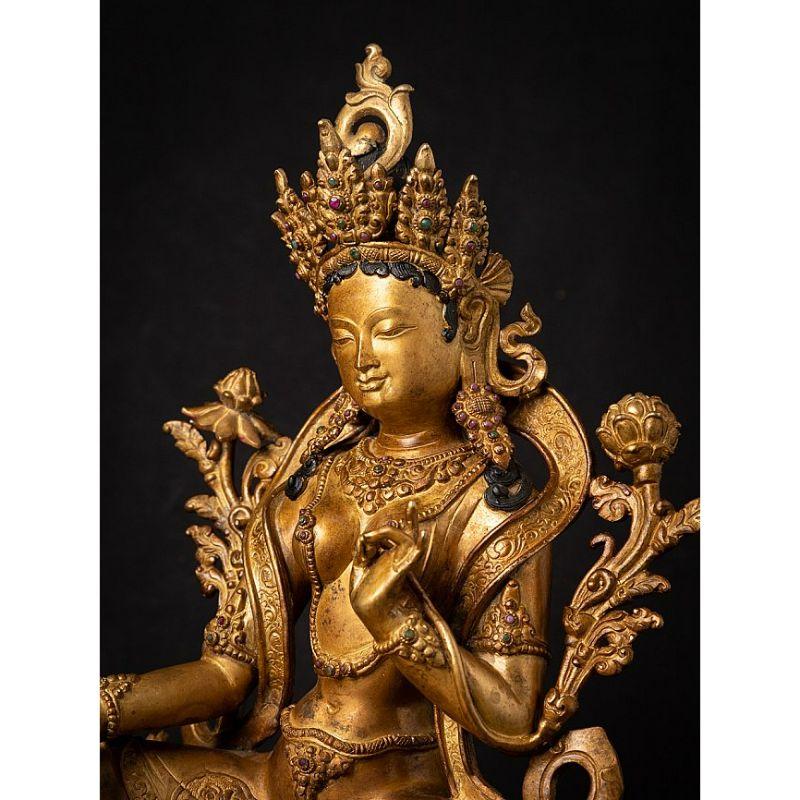Old Bronze Nepali Green Tara from Nepal In Good Condition In DEVENTER, NL