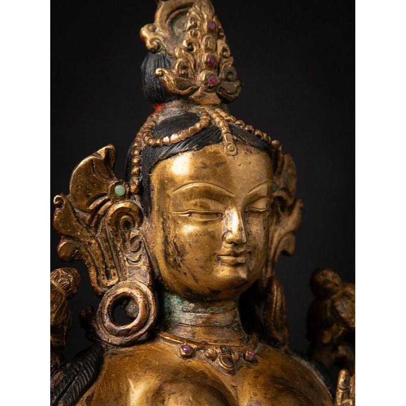 Old Bronze Nepali Green Tara from Nepal 3