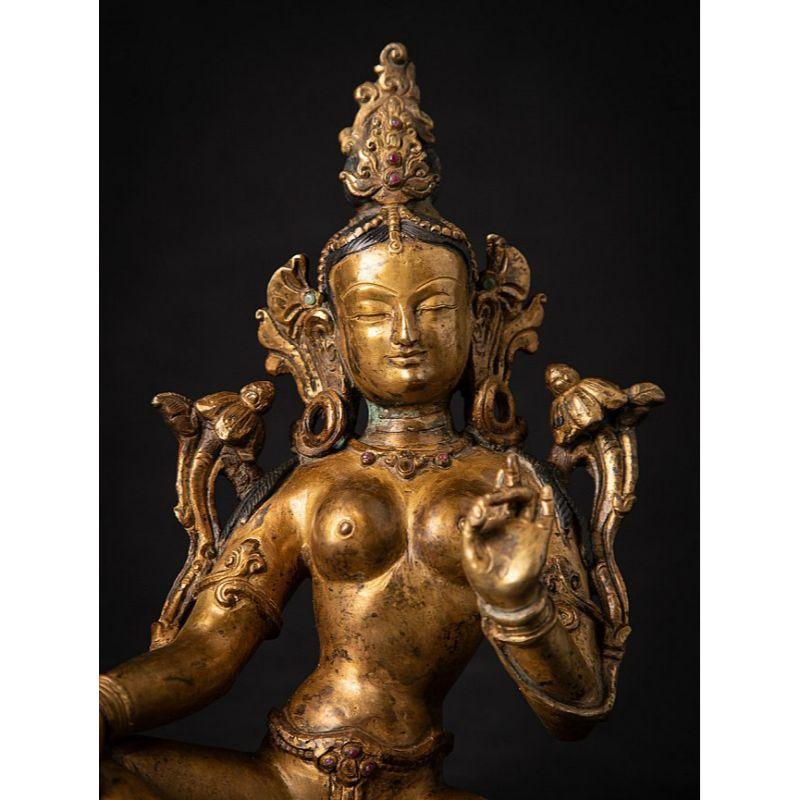 Old Bronze Nepali Green Tara from Nepal 4