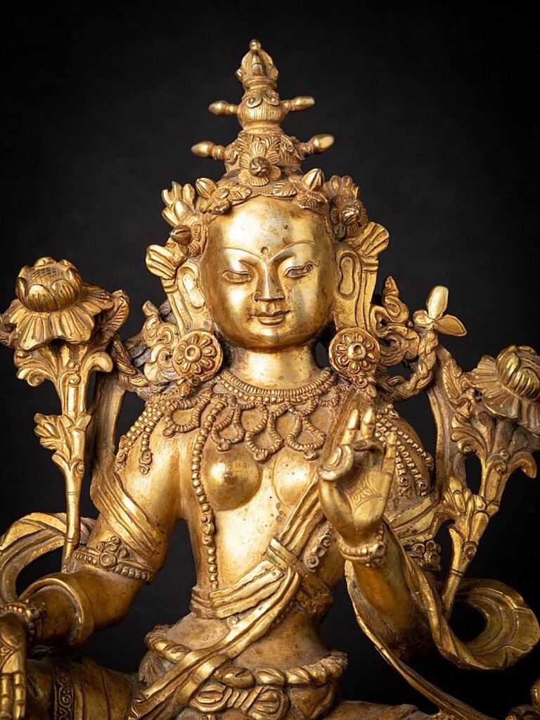 Old bronze Nepali Green Tara from Nepal For Sale 3
