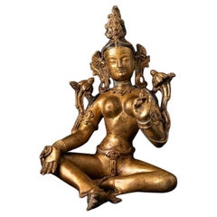 Old Bronze Nepali Green Tara from Nepal