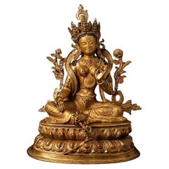 Tara népalaise verte ancienne en bronze du Népal