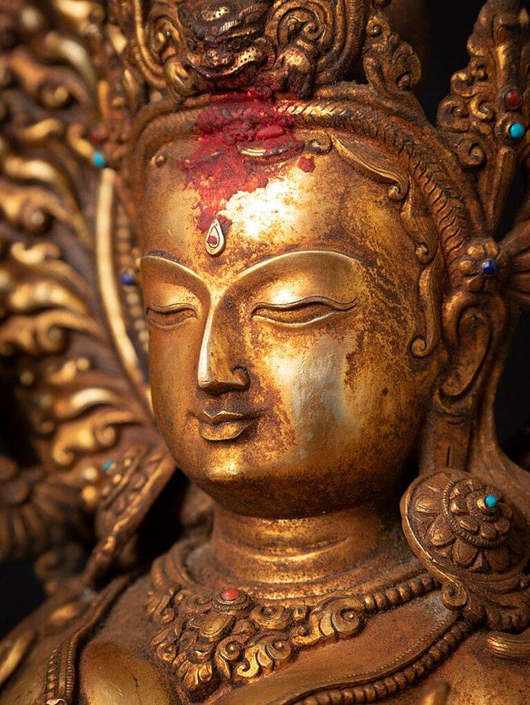 Old bronze Nepali Green Tara statue from Nepal 4