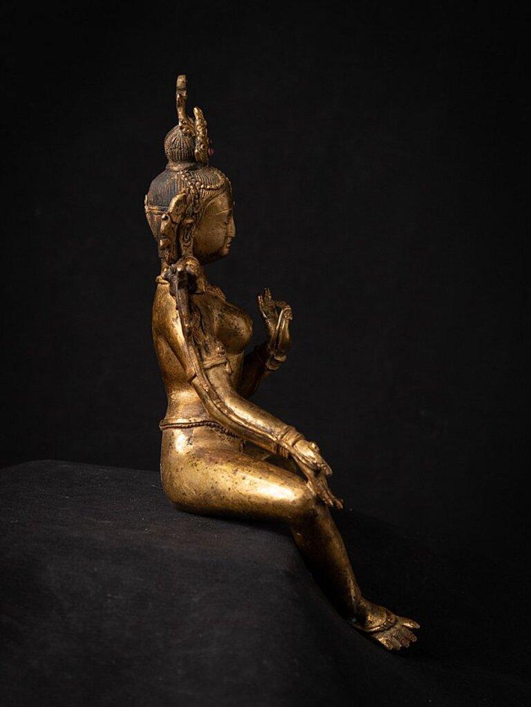 Old Bronze Nepali Green Tara Statue from Nepal 5