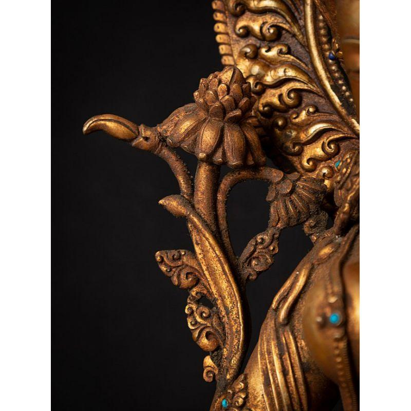 Old bronze Nepali Green Tara statue from Nepal 6