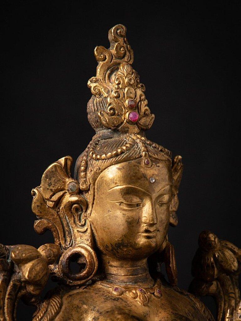 Old Bronze Nepali Green Tara Statue from Nepal 8