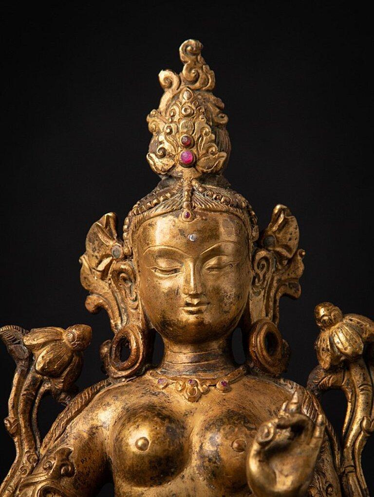 Old Bronze Nepali Green Tara Statue from Nepal 10