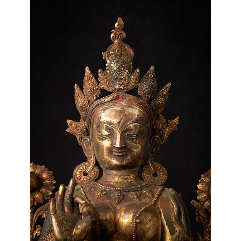 Nepalese Old Bronze Nepali Green Tara Statue from Nepal For Sale