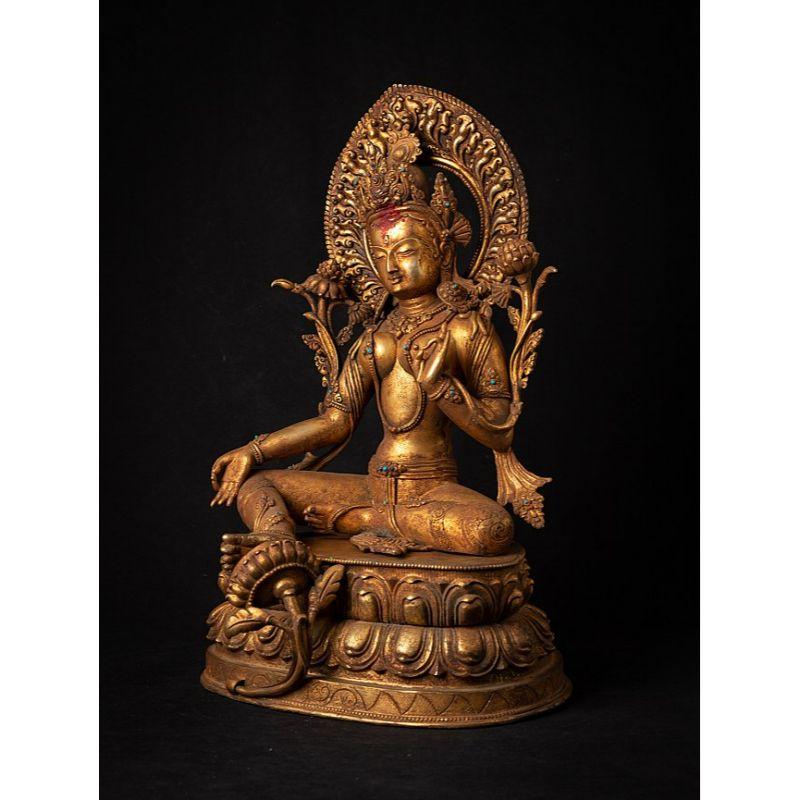 Old bronze Nepali Green Tara statue from Nepal In Good Condition In DEVENTER, NL