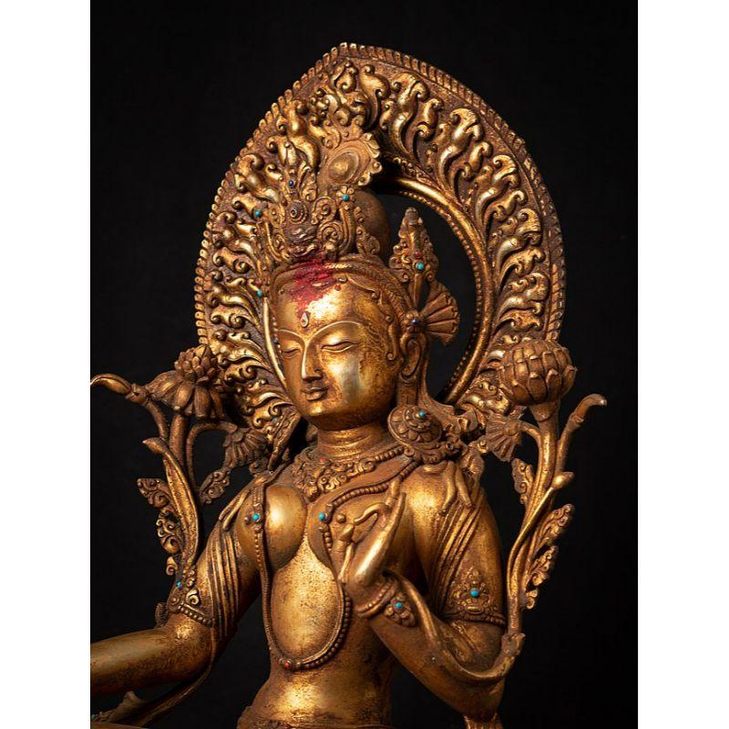 20th Century Old bronze Nepali Green Tara statue from Nepal