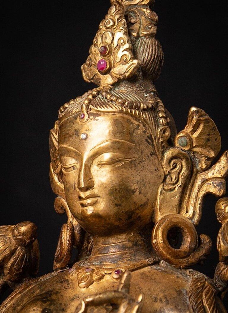 Old Bronze Nepali Green Tara Statue from Nepal 2