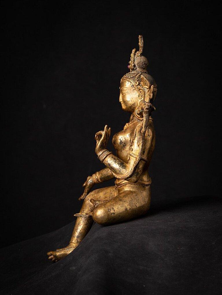 Old Bronze Nepali Green Tara Statue from Nepal 3