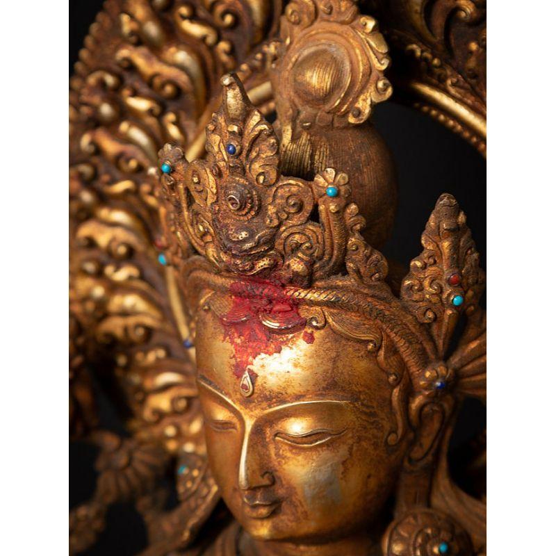 Old bronze Nepali Green Tara statue from Nepal 3