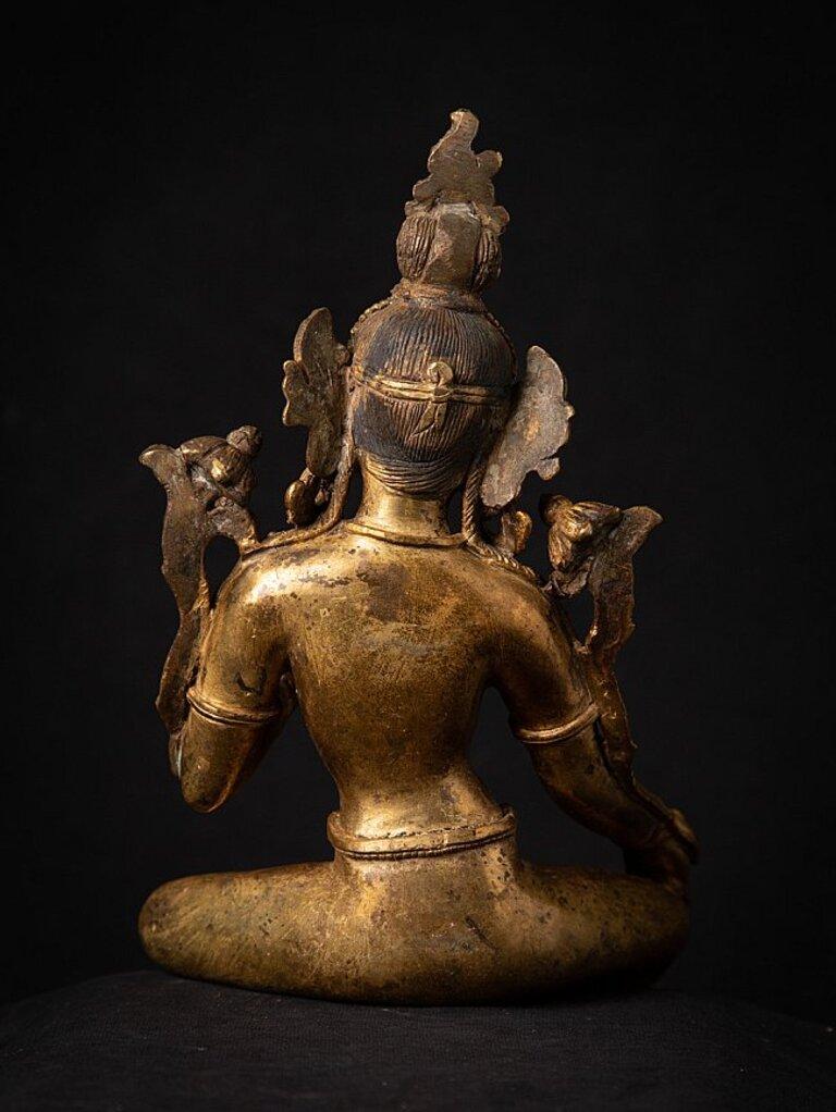 Old Bronze Nepali Green Tara Statue from Nepal 4