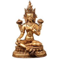 Old bronze Nepali Green Tara statue from Nepal