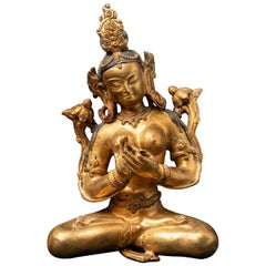 Old bronze Nepali Green Tara statue from Nepal