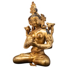 Old bronze Nepali Green Tara statue from Nepal