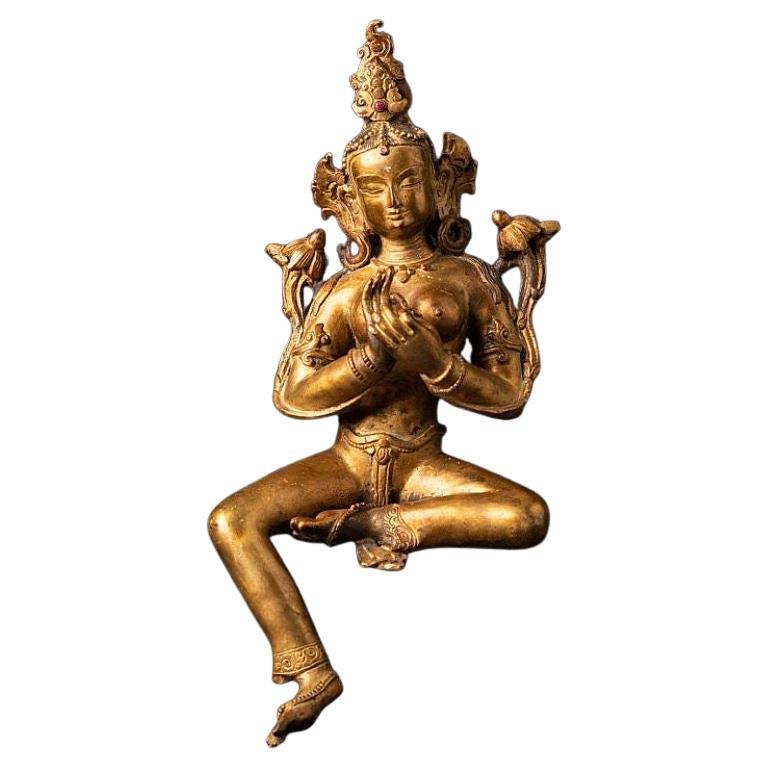 Old Bronze Nepali Green Tara Statue from Nepal