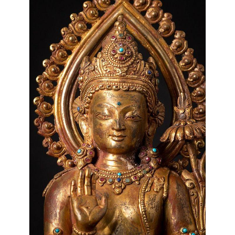 Old Bronze Nepali Lokeshwor Statue from Nepal For Sale 5