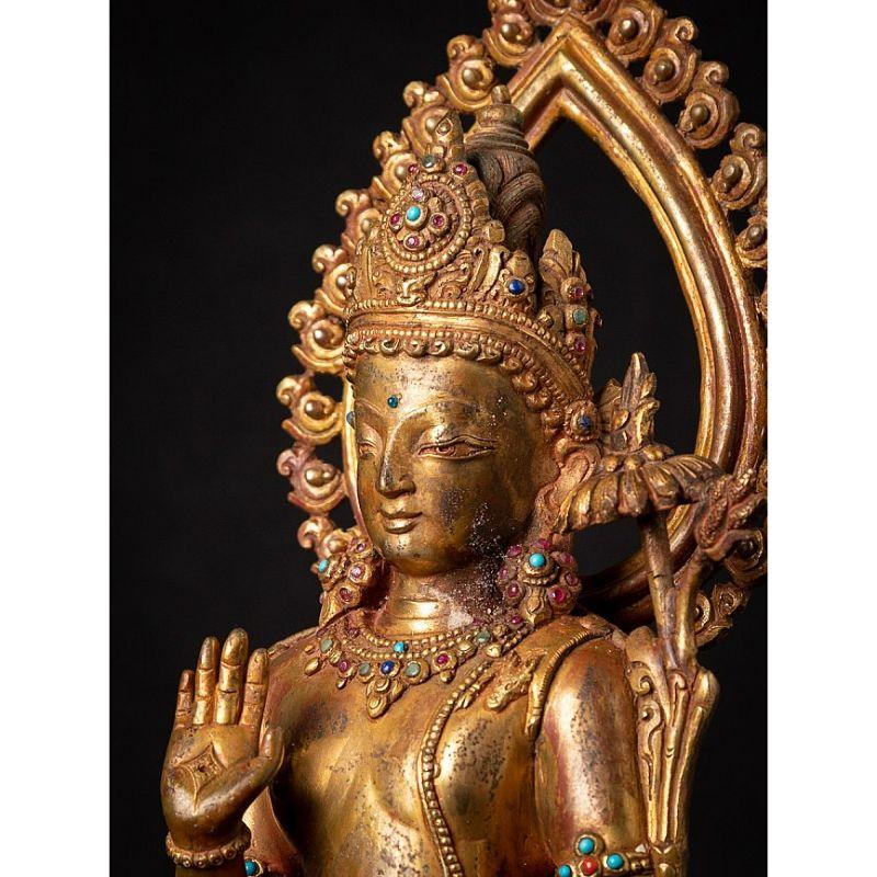 Old Bronze Nepali Lokeshwor Statue from Nepal For Sale 7