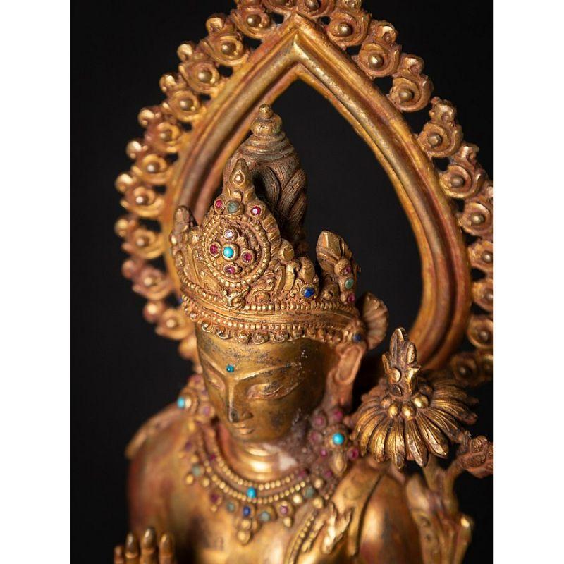 Old Bronze Nepali Lokeshwor Statue from Nepal For Sale 9