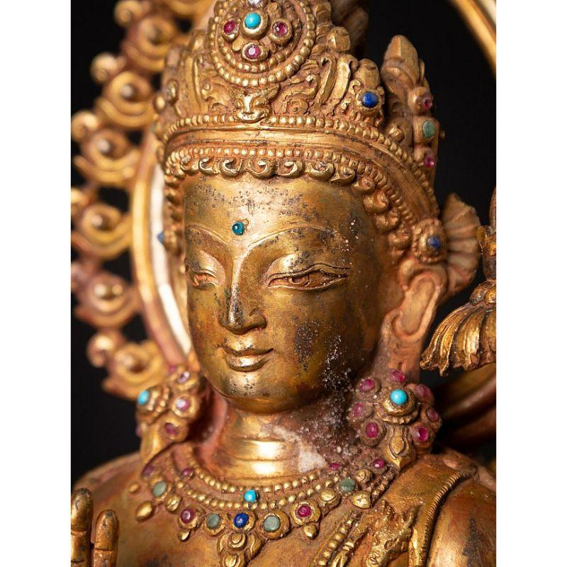 Old Bronze Nepali Lokeshwor Statue from Nepal For Sale 10