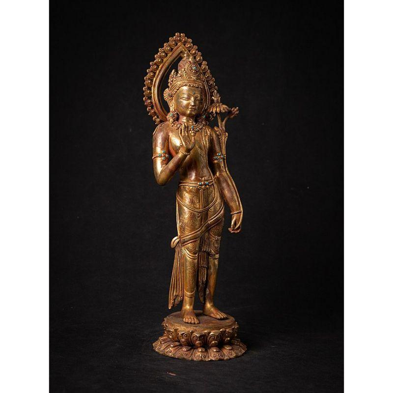 Old Bronze Nepali Lokeshwor Statue from Nepal For Sale 1