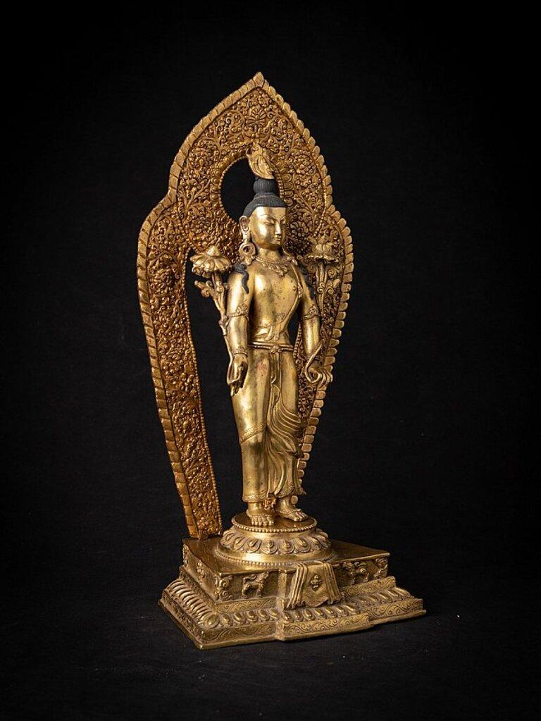 Old Bronze Nepali Lokeshwor Statue from Nepal For Sale 1
