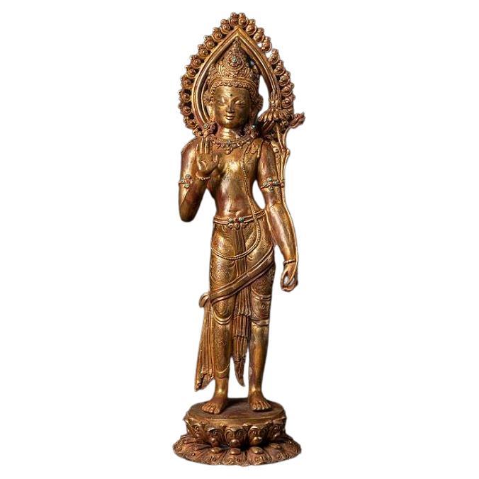Old Bronze Nepali Lokeshwor Statue from Nepal For Sale