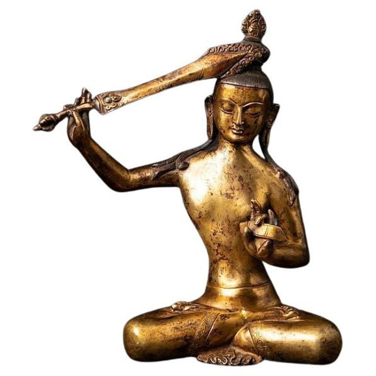 Old bronze Nepali Manjushree statue For Sale at 1stDibs