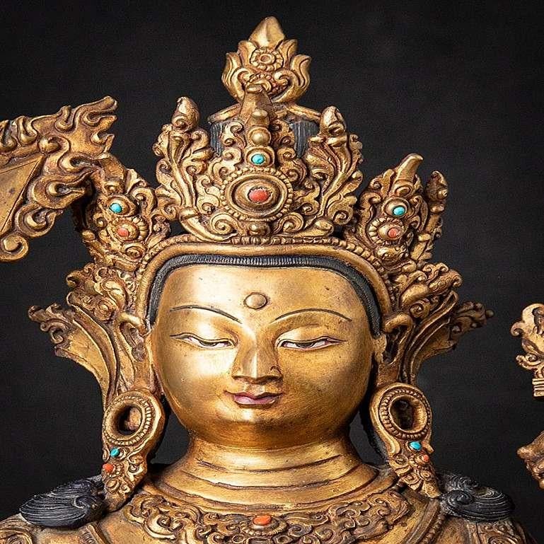 Old Bronze Nepali Manjushree Statue from Nepal For Sale 5