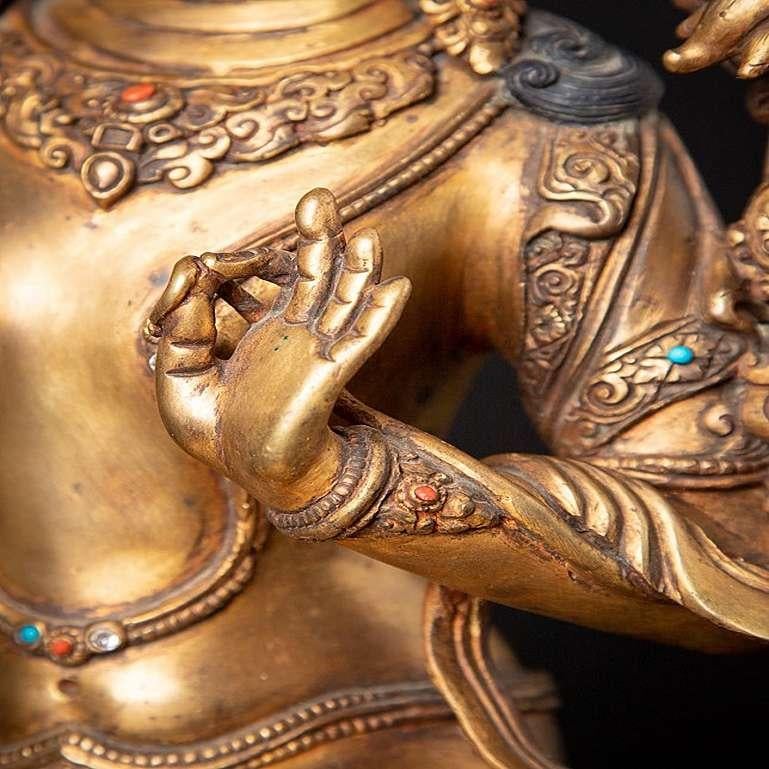 Old Bronze Nepali Manjushree Statue from Nepal For Sale 14