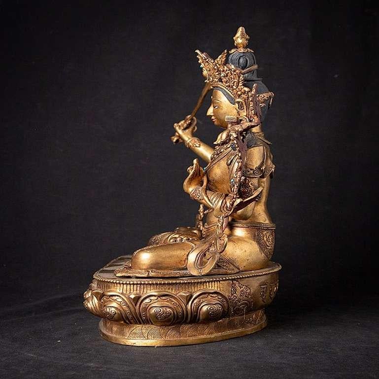 Nepalese Old Bronze Nepali Manjushree Statue from Nepal For Sale