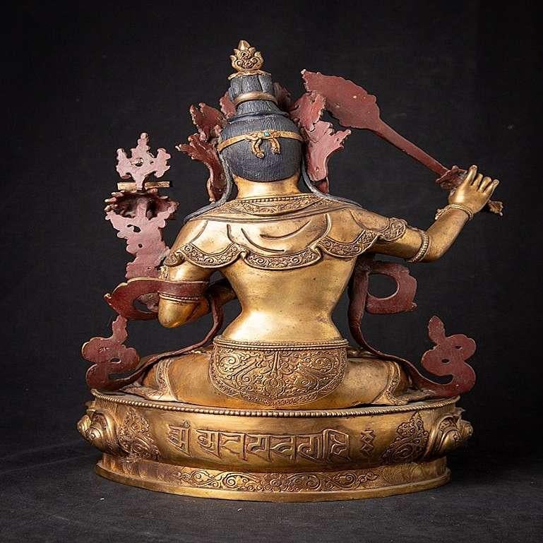 Old Bronze Nepali Manjushree Statue from Nepal In Good Condition For Sale In DEVENTER, NL