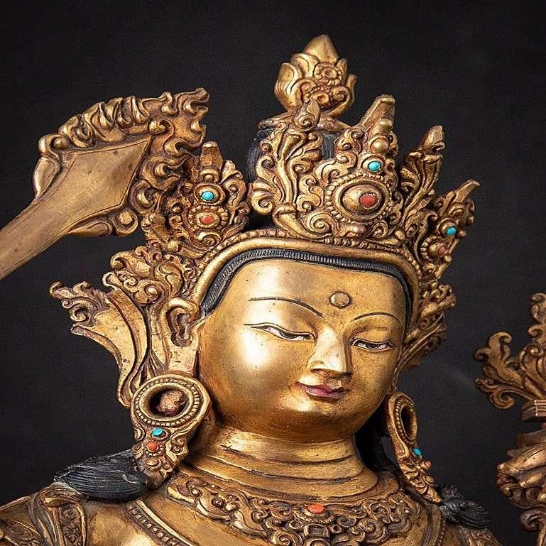 Old Bronze Nepali Manjushree Statue from Nepal For Sale 3