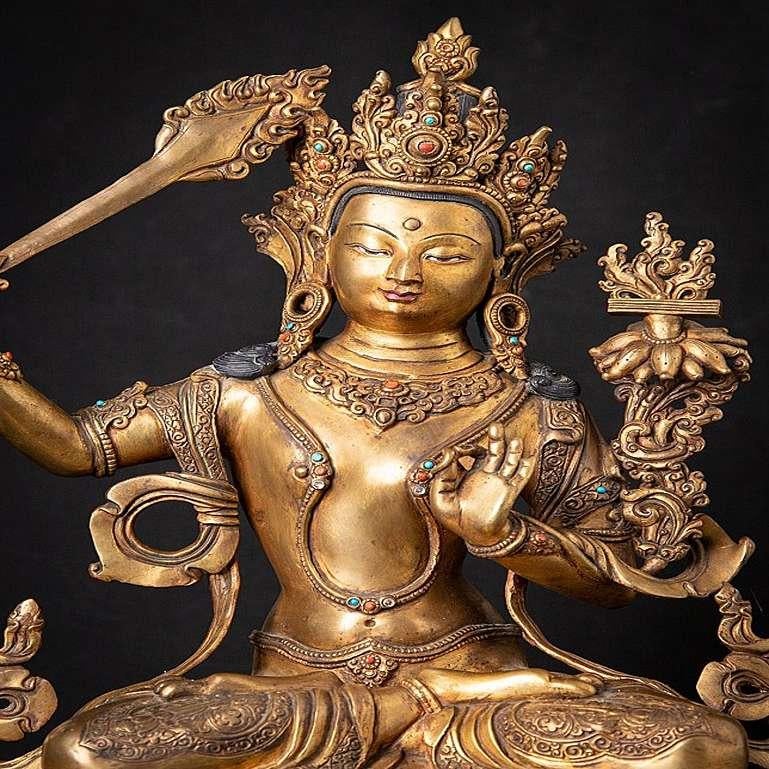 Old Bronze Nepali Manjushree Statue from Nepal For Sale 4