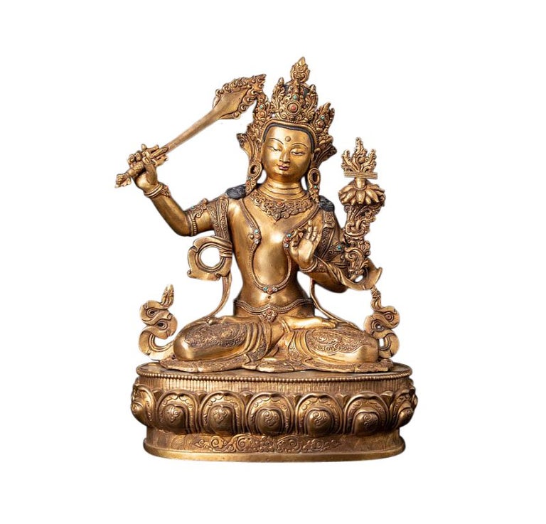 Old Bronze Nepali Manjushree Statue from Nepal For Sale at 1stDibs