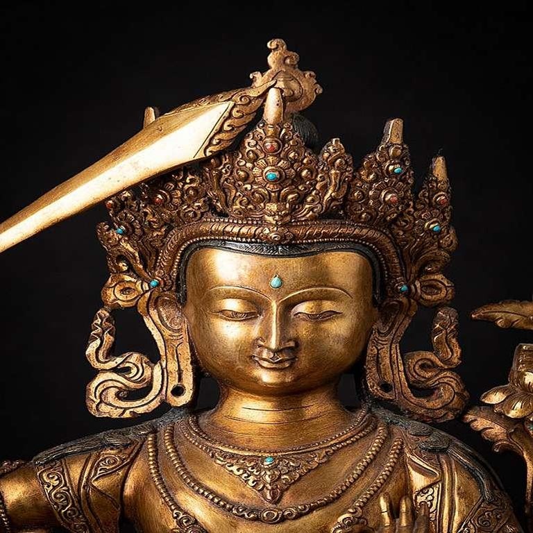 Old bronze Nepali Manjushri statue from Nepal For Sale at 1stDibs