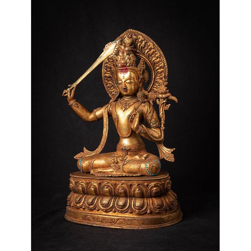 Old Bronze Nepali Manjushri Statue from Nepal In Good Condition For Sale In DEVENTER, NL
