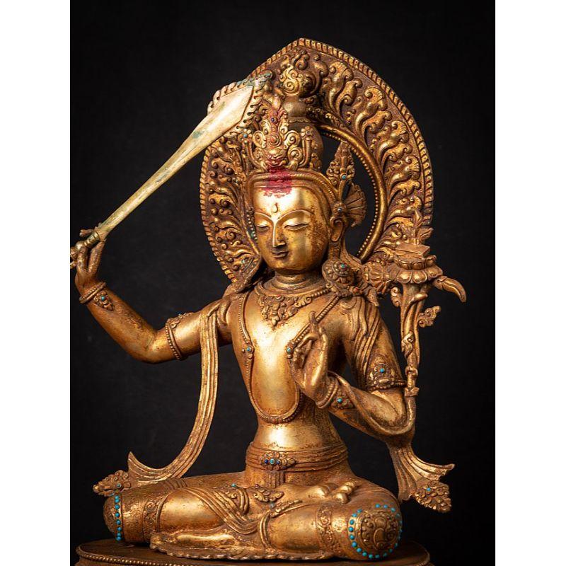 20th Century Old Bronze Nepali Manjushri Statue from Nepal For Sale