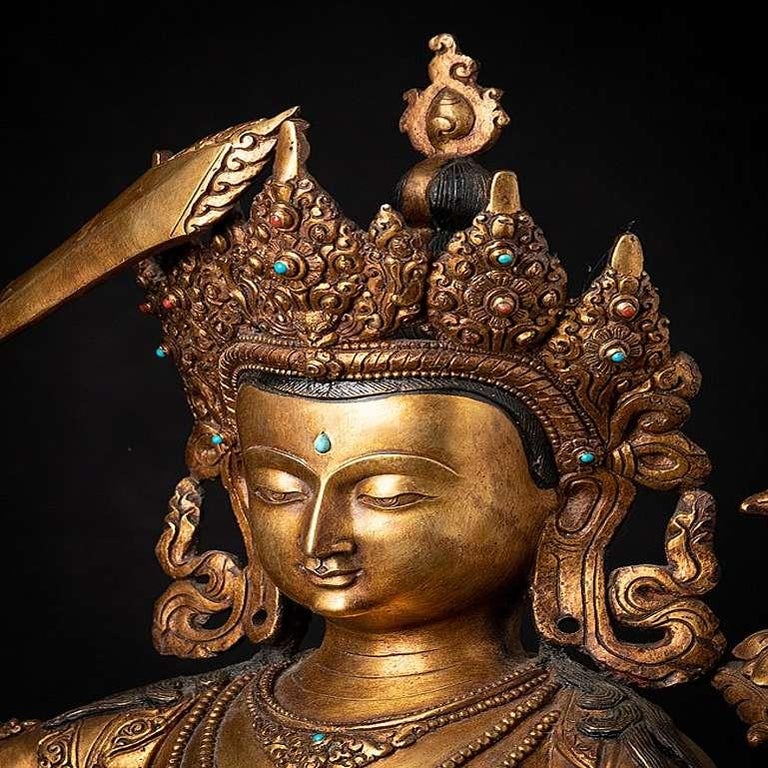 Old bronze Nepali Manjushri statue from Nepal For Sale at 1stDibs