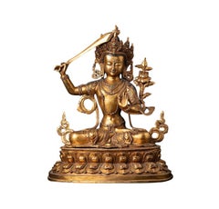 Old bronze Nepali Manjushri statue from Nepal
