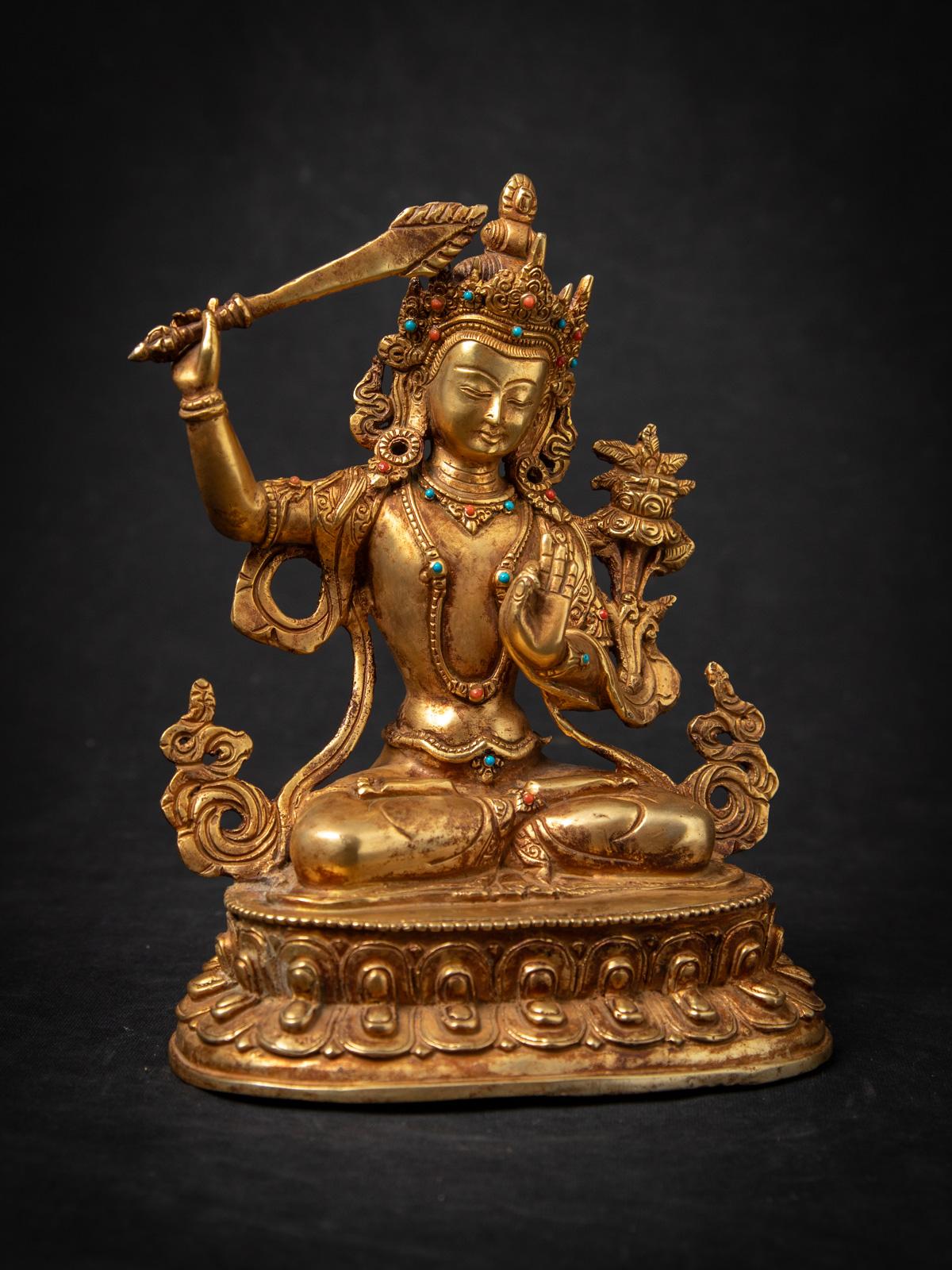 Antica statua di bronzo nepalese di Manjushri - Buddha originali in vendita 1