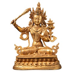 Old bronze Nepali Manjushri statue from Nepal - Original Buddhas Old bronze Nepali Manjushri statue from Nepal - Original Buddhas